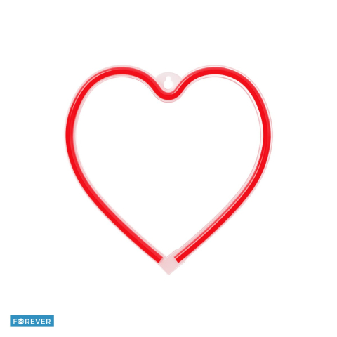 Neoane LED - Neon LED Forever Light, Heart, dimensiuni 200 x 20 x 210mm, cablu USB cu lungime 2m, alimentare USB sau 3AA, rosu