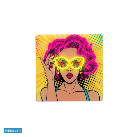 Bannere si ghirlande decorative - Neon LED Forever Light, Power Woman, dimensiuni 320 x 18 x 320mm, galben mov, cablu USB cu lungime 2m