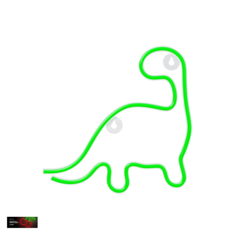 Bannere si ghirlande decorative - Neon LED Neolia, Dinosaur, dimensiuni 245 x 20 x 235mm, cablu USB lungime 2m, alimentare USB sau 3xAA, verde