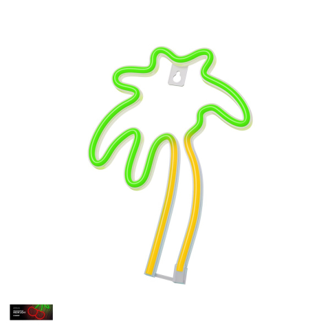 Bannere si ghirlande decorative - Neon LED Neolia, Palm, dimensiuni 180 x 20 x 262mm, verde portocaliu, cablu USB cu lungime 2m, alimentare USB sau 3xAA