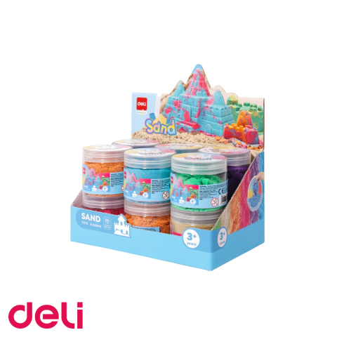 Nisip kinetic si modelabil - Nisip kinetic Deli, borcan 150g, culori diverse, joc creativ pentru copii