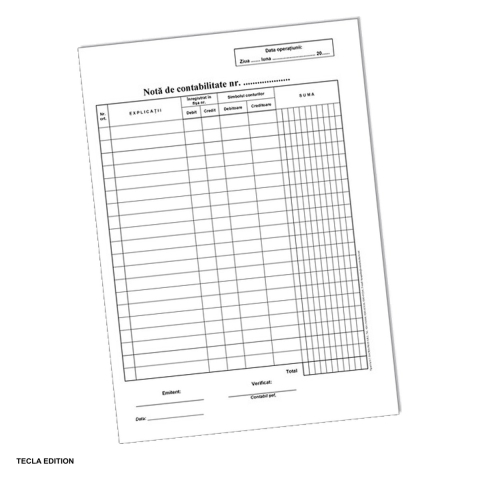 Formulare tipizate - Nota contabila, A4, 100 file