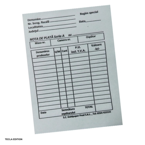 Tipizate nepersonalizate - Nota de plata, A6, autocopiativ, 50 seturi x 2 exemplare, 100 file