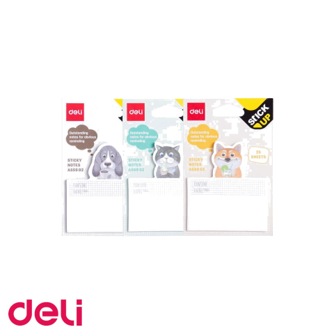 Notes, Post-it si cuburi de hartie - Notes adeziv Deli cu design pisici si catei, liniat, 75x84mm, 25 file, pentru organizare rapida