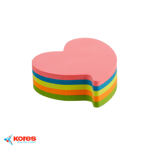 Birotica papetarie - Notes adeziv Kores forma inima, roz neon, 70x70 mm, 100 file repozitionabile