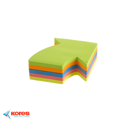 Birotica papetarie - Notes adeziv Kores forma sageata, 5 culori neon, 70x70 mm, 250 file/set, repozitionabil