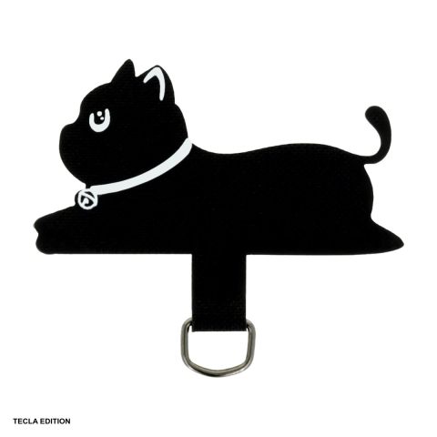 Accesorii IT - Ornament telefon cu design Cat, cu insertie din nailon sub carcasa husei, cu inel metalic de prindere exterior pentru atasarea la snur, lant sau curea si personalizare