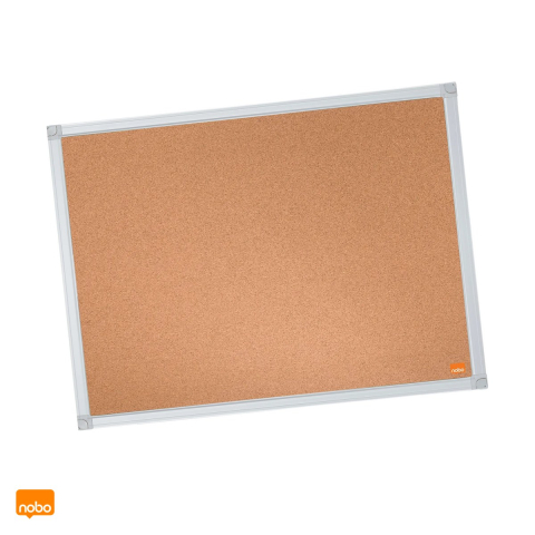 Birotica papetarie - Panou din pluta Nobo Essentials, rama din aluminiu, montare prin colturi sau suporturi de suspendare, 60x45 cm