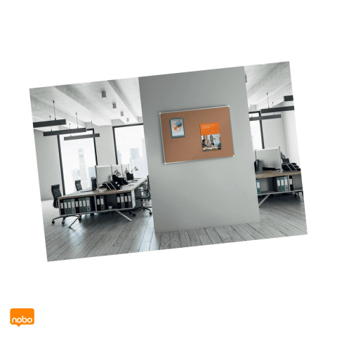 Birotica papetarie - Panou din pluta Nobo Premium Plus, rama din aluminiu, montare prin colturi, suprafata care se reface singura, 90x120 cm, maro