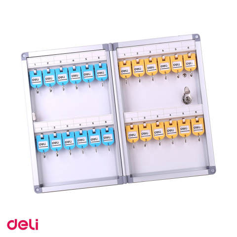 Dulap-uri si panouri pentru chei - Panou metalic pentru 24 chei Deli, din aliaj de aluminiu, gri, 216x326x63 mm