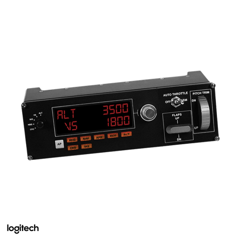 Volane si simulatoare - Panou pilot automat Logitech G Flight Multi Panel pentru simulatoare de zbor, USB, afisaje in timp real, trim, flaps si auto throttle, negru, 945-000009