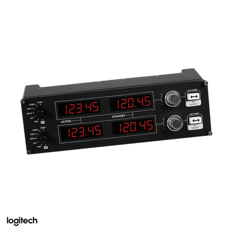 Volane si simulatoare - Panou radio Logitech G Flight Sim Radio Panel pentru simulatoare de zbor, 4 afisaje LED, COM, NAV, DME, ADF, XPDR, USB, negru, 945-000011