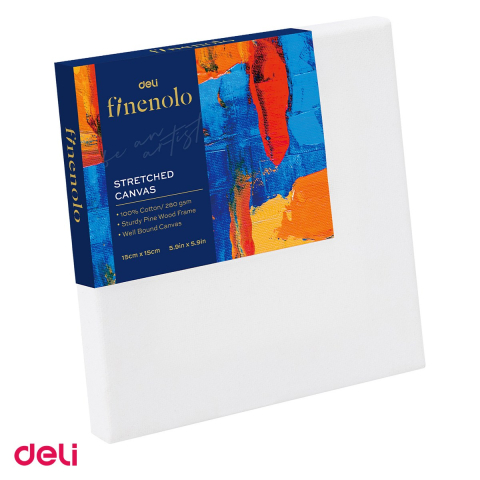 Acuarele, pensule si blocuri de desen - Panza pictura pe sasiu Deli, 280 g/mp, 15x15 cm