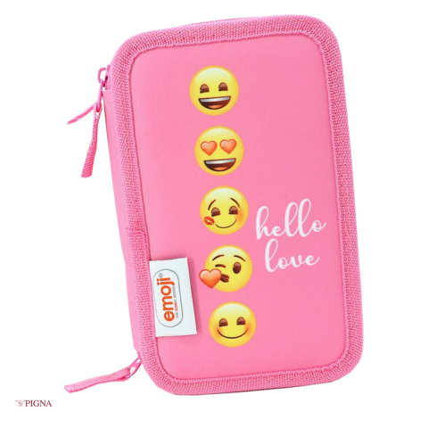 Birotica papetarie - Penar Pigna Emoji, din poliester, neechipat 3 fermoare, roz