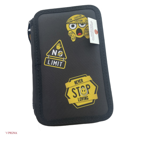 Birotica papetarie - Penar Pigna Emoji, din textil, neechipat 3 fermoare, negru