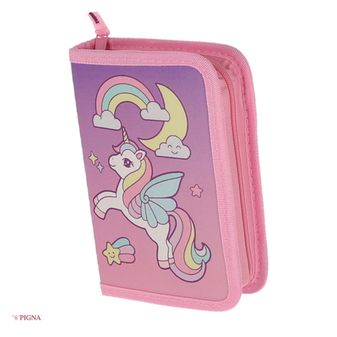 Birotica papetarie - Penar Pigna Unicorn, echipat 23 piese 1 fermoar 2 extensii curcubeu, roz