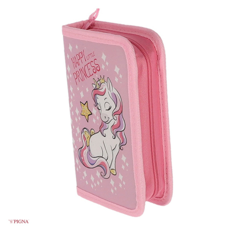 Birotica papetarie - Penar Pigna Unicorn, echipat 23 piese 1 fermoar 2 extensii printesa, roz