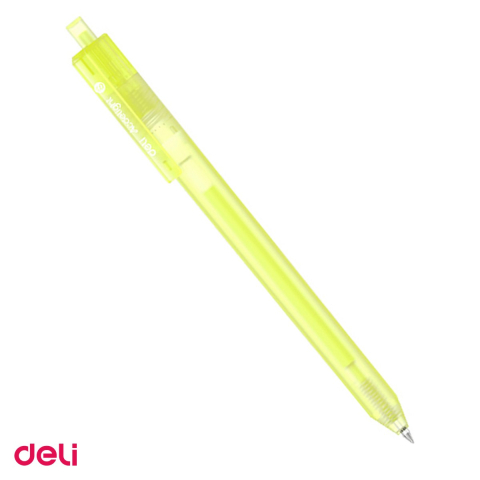 Birotica papetarie - Pix cu gel acrilic Deli G140, cu mecanism, varf 1 mm, cerneala galben deschis