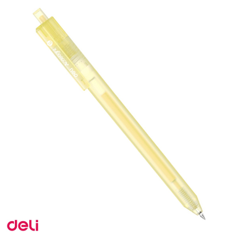 Birotica papetarie - Pix cu gel acrilic Deli G140, cu mecanism, varf 1 mm, cerneala galbena