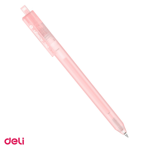 Birotica papetarie - Pix cu gel acrilic Deli G140, cu mecanism, varf 1 mm, cerneala roz deschis