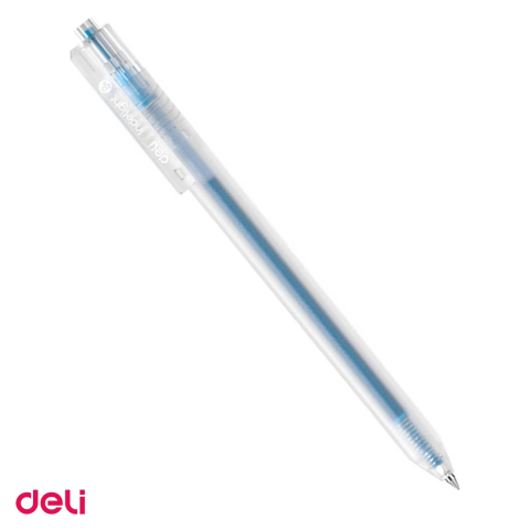 Birotica papetarie - Pix cu gel Deli, cu mecanism, varf 0.5 mm, cerneala albastru deschis