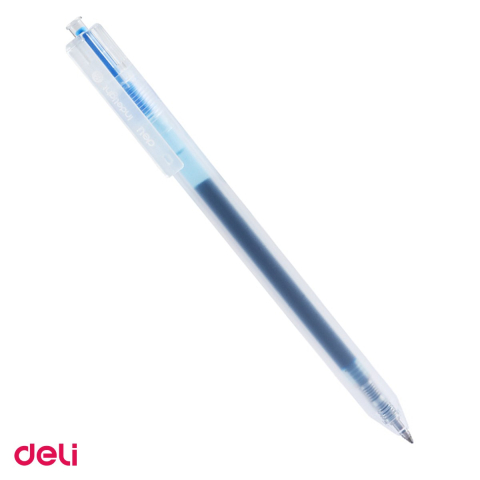 Birotica papetarie - Pix cu gel Deli, cu mecanism, varf 0.5 mm, cerneala albastru-turcoaz