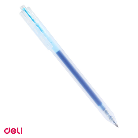Birotica papetarie - Pix cu gel Deli, cu mecanism, varf 0.5 mm, cerneala bleu