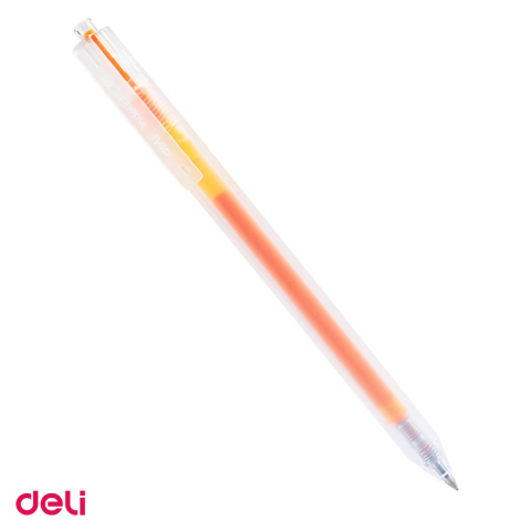 Birotica papetarie - Pix cu gel Deli, cu mecanism, varf 0.5 mm, cerneala portocaliu deschis