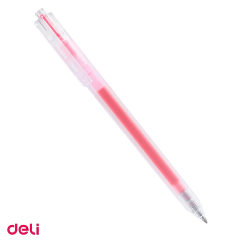 Birotica papetarie - Pix cu gel Deli, cu mecanism, varf 0.5 mm, cerneala roz deschis