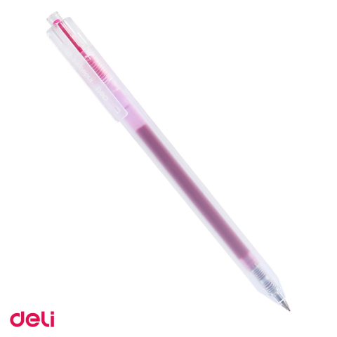 Birotica papetarie - Pix cu gel Deli, cu mecanism, varf 0.5 mm, cerneala roz purpuriu