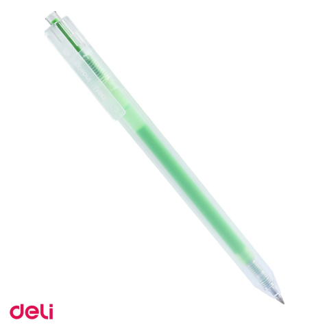 Birotica papetarie - Pix cu gel Deli, cu mecanism, varf 0.5 mm, cerneala vernil
