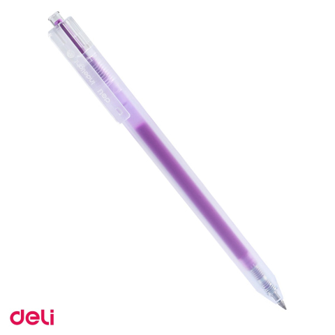Birotica papetarie - Pix cu gel Deli, cu mecanism, varf 0.5 mm, cerneala violet purpuriu