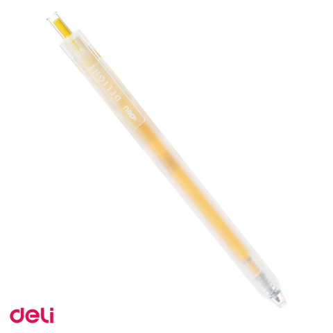 Birotica papetarie - Pix cu gel Deli Delight, cu mecanism, varf 0.5 mm, cerneala galbena