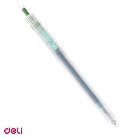 Birotica papetarie - Pix cu gel Deli Delight, cu mecanism, varf 0.5 mm, cerneala verde