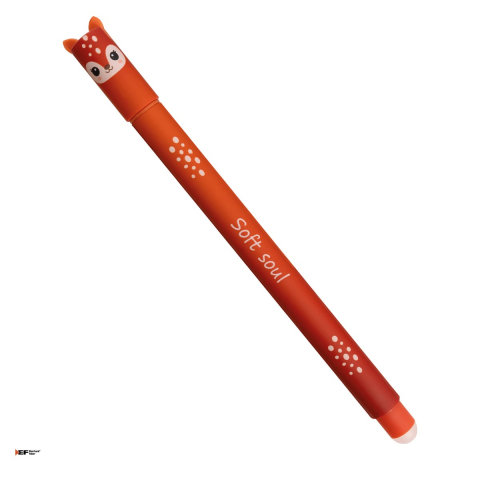 Birotica papetarie - Pix cu gel Eberhard Faber Animal Erase it!, varf de 0,7 mm, Bambi, cu cerneala albastra, reincarcabil, se poate sterge
