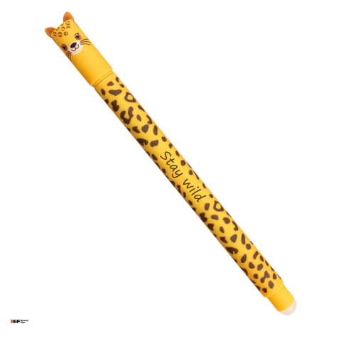Birotica papetarie - Pix cu gel Eberhard Faber Animal Erase it!, varf de 0,7 mm, Leopard, cu cerneala albastra, reincarcabil, se poate sterge