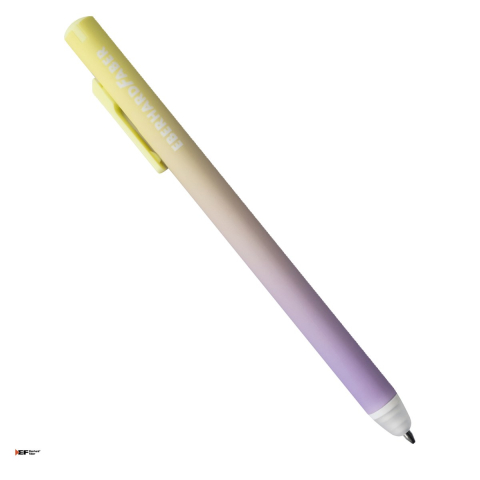 Birotica papetarie - Pix cu gel Eberhard Faber Click It!, varf de 0,7 mm, galben/lila, cu cerneala albastra, reincarcabil, se poate sterge