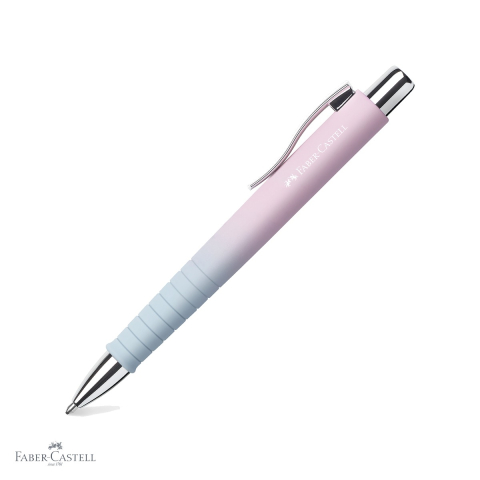Pixuri cu mecanism - Pix cu mecanism Faber-Castell Flow Poly Ball XB, culoare bleu-roz gradient, forma triunghiulara ergonomica