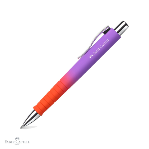Pixuri cu mecanism - Pix cu mecanism Faber-Castell Flow Poly Ball XB, culoare violet-portocaliu gradient, scriere alba, varf extralatit