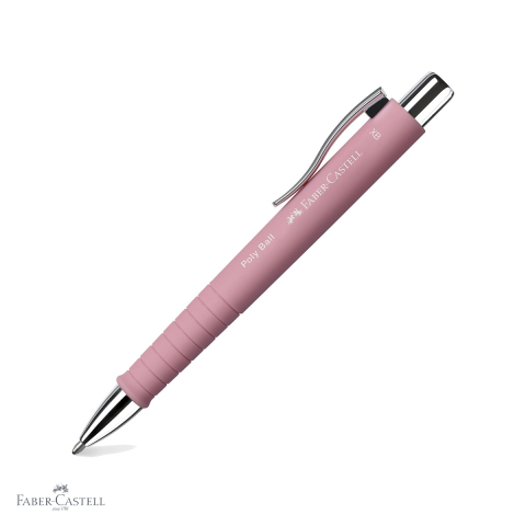 Pixuri cu mecanism - Pix cu mecanism Faber-Castell Rose Poly Ball XB, grip anti-alunecare, rezerva albastra de mare capacitate