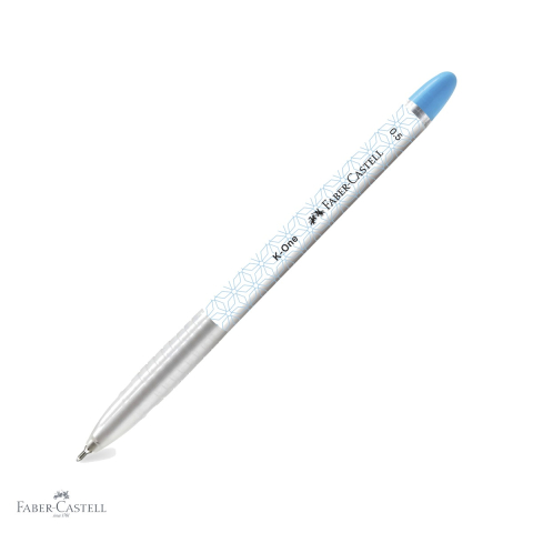 Pixuri unica folosinta - Pix de unica folosinta Faber-Castell K1, scriere super lina 0.5mm, cerneala albastra rezistenta la apa, corp ergonomic triunghiular