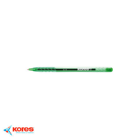 Birotica papetarie - Pix de unica folosinta Kores K1, varf mediu 1mm, cerneala verde, pentru scriere zilnica