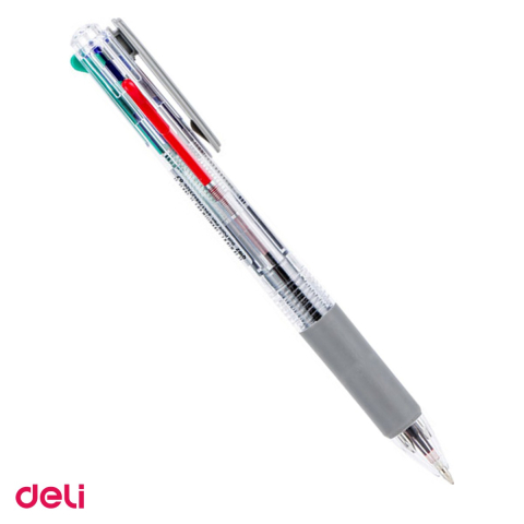 Birotica papetarie - Pix Deli, cu 4 culori, cu mecanism, varf 0.7 mm