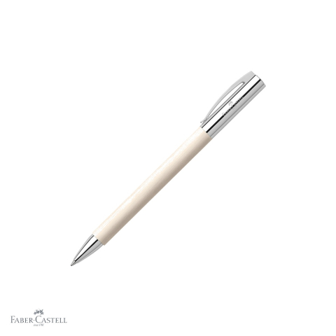 Pixuri premium - Pix premium Faber-Castell Ambition Precious Resin alb, mecanism rotativ, rezerva neagra M, pentru birou si uz personal