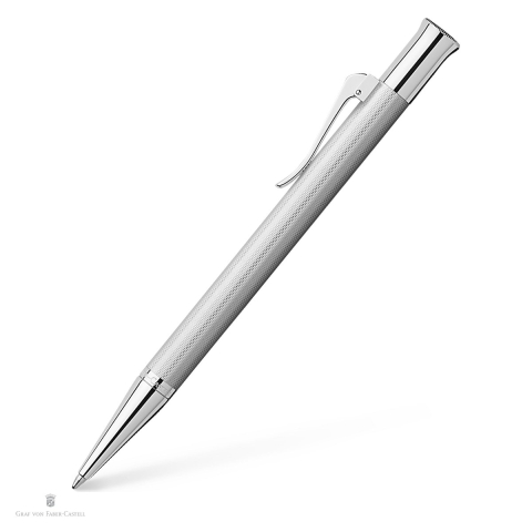 Birotica papetarie - Pix rotativ Graf von Faber-Castell Guilloche Rhodium, corp din metal placat cu rodiu, varf M, scriere neagra
