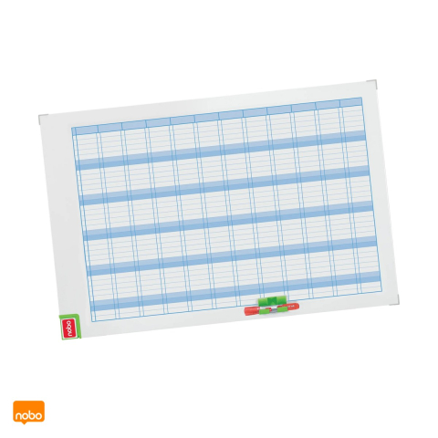 Birotica papetarie - Planner anual magnetic Nobo Performance, suprafata cu stergere usoara, kit magnetic de planificare inclus, 90x60 cm