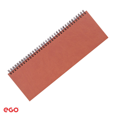 Agende si calendare - Planner de birou saptamanal Ego Bref 2027 cu spira, 30x10 cm, 112 pagini, hartie ivory, maro