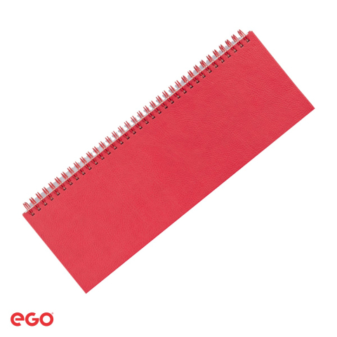 Agende si calendare - Planner de birou saptamanal Ego Bref 2027 cu spira, 30x10 cm, 112 pagini, hartie ivory, rosu