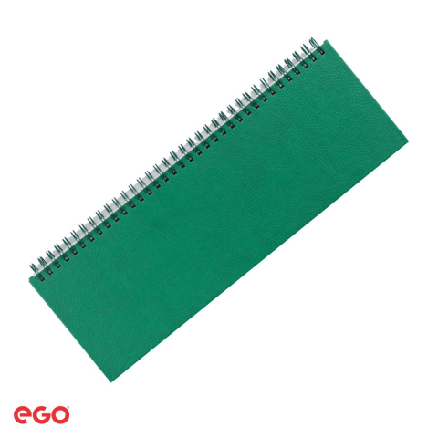 Agende si calendare - Planner de birou saptamanal Ego Bref 2027 cu spira, 30x10 cm, 112 pagini, hartie ivory, verde