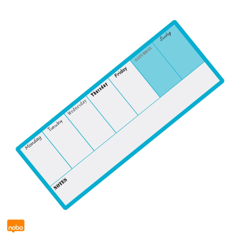 Birotica papetarie - Planner saptamanal magnetic Nobo, suprafata cu stergere uscata, marker negru inclus, 14x36 cm, albastru